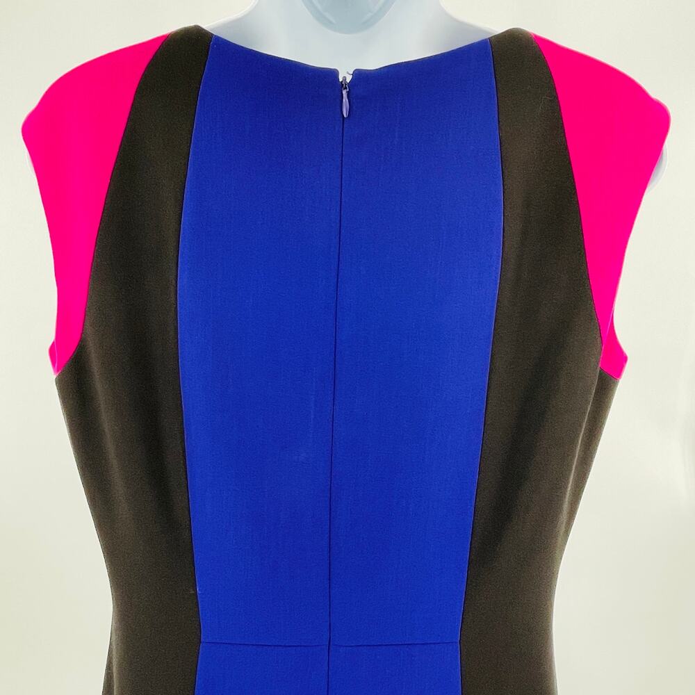 Tahari ASL Black Purple Pink 90s Colorblock Career Classic Sheath Dress 8 - Picture 7 of 11